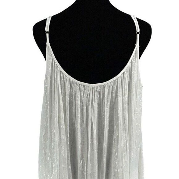 Debbie Katz Womens Tierred Pleated Sleeveless Boho Maxi Dress White Silver Size - Picture 5 of 7